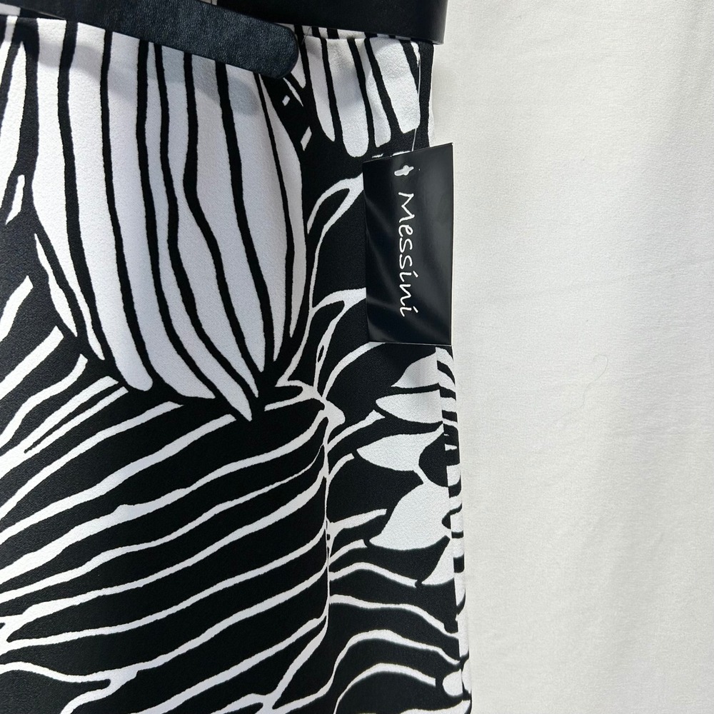 Messini Black White Floral Maxi Skirt Belted Size Medium - Picture 5 of 11